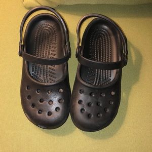 Little Girl black crocs Sz 13